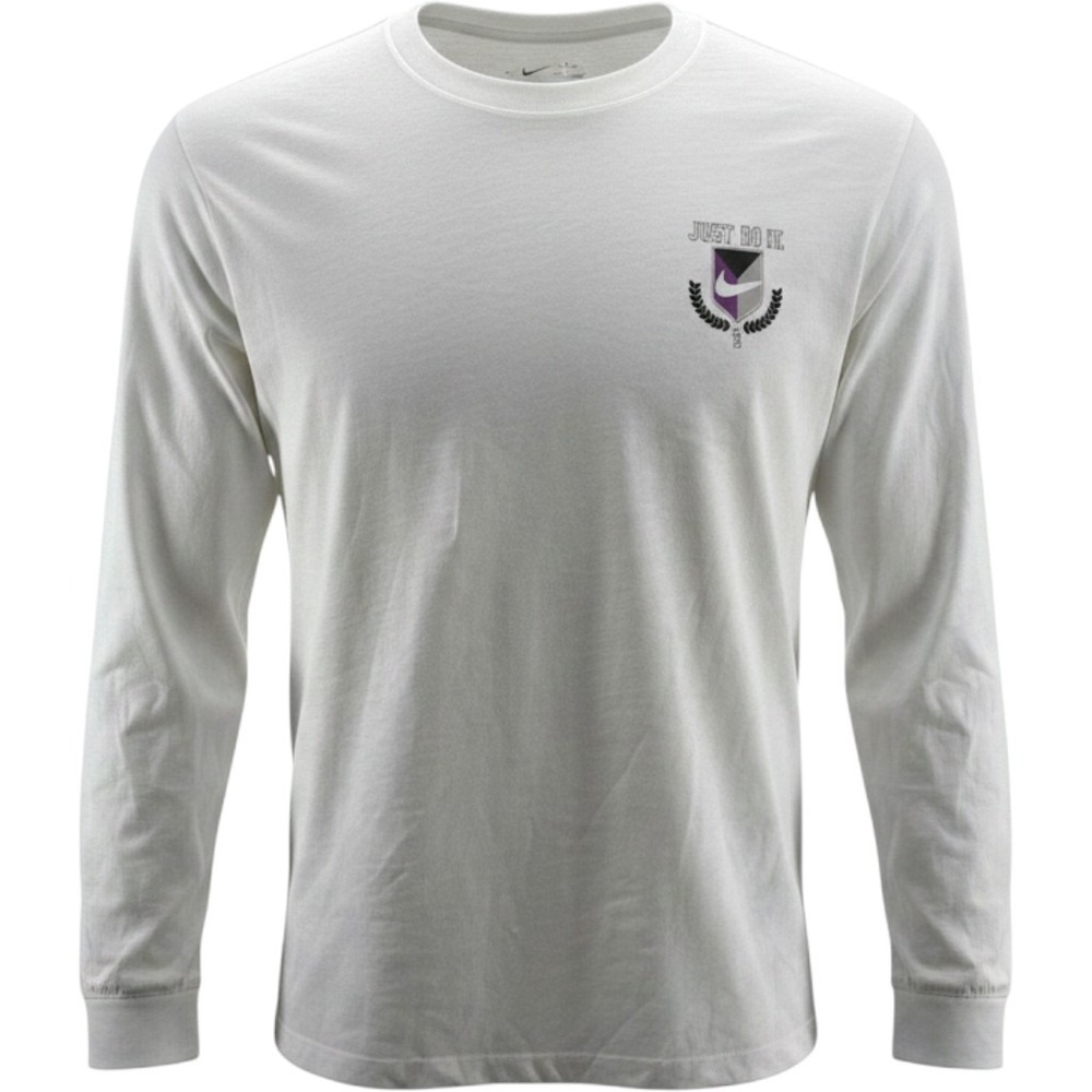 Nike Mens White Just Do It Crest Graphic Long Sleeve Tee Shirt Medium NEW